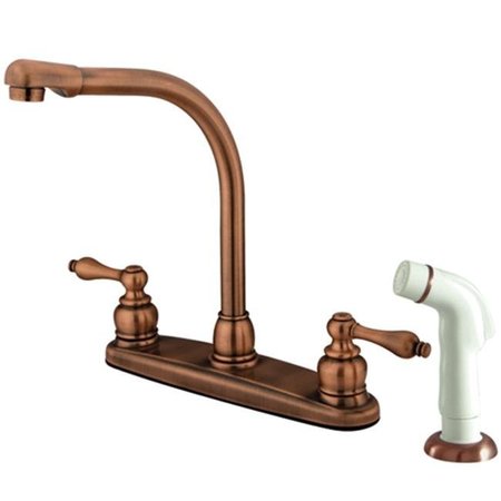 BLUEPRINTS High Arch Kitchen Faucet With White Sprayer - Antique Copper Finish BL343633